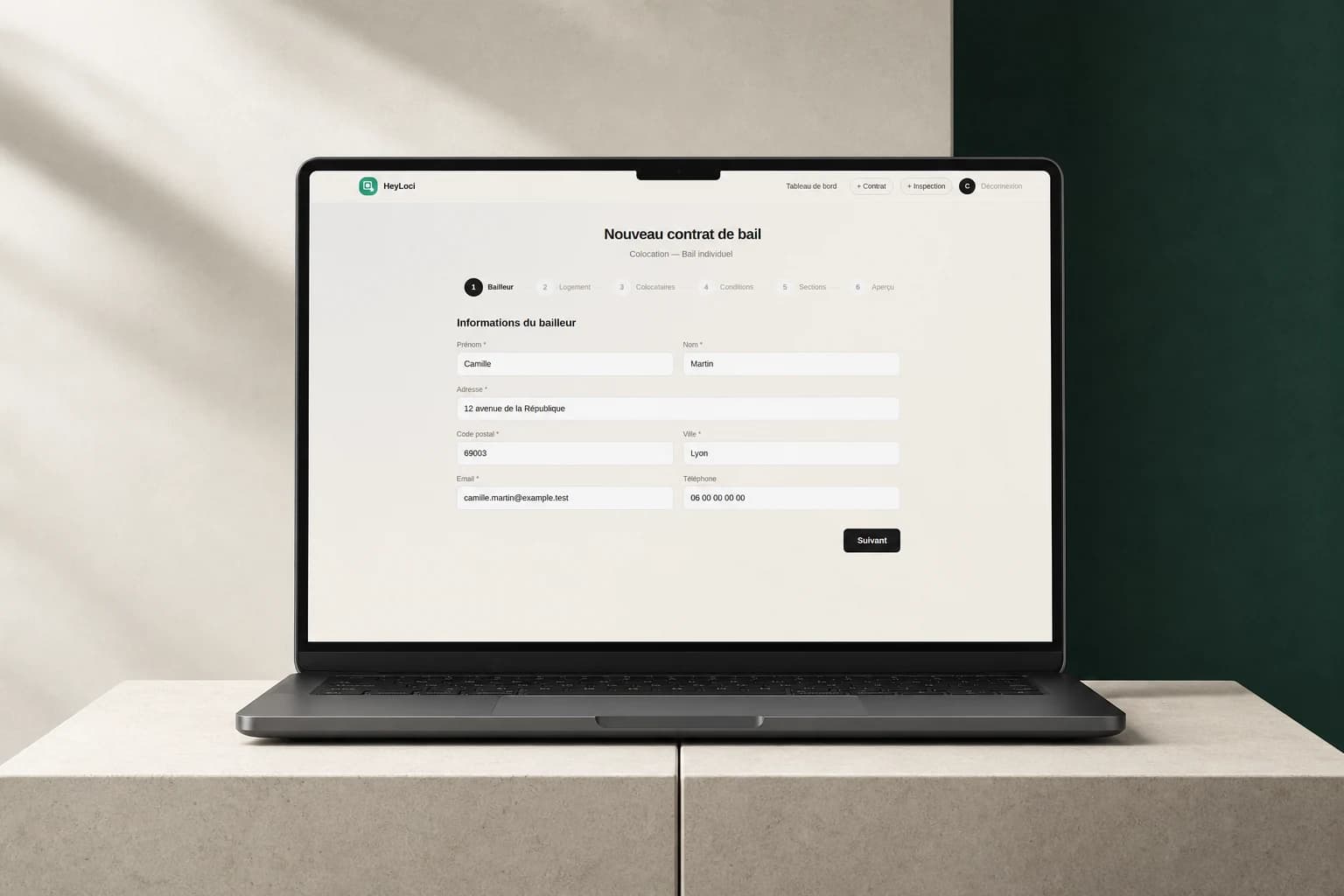 Présentation publicitaire HeyLoci de la création guidée d’un contrat de location